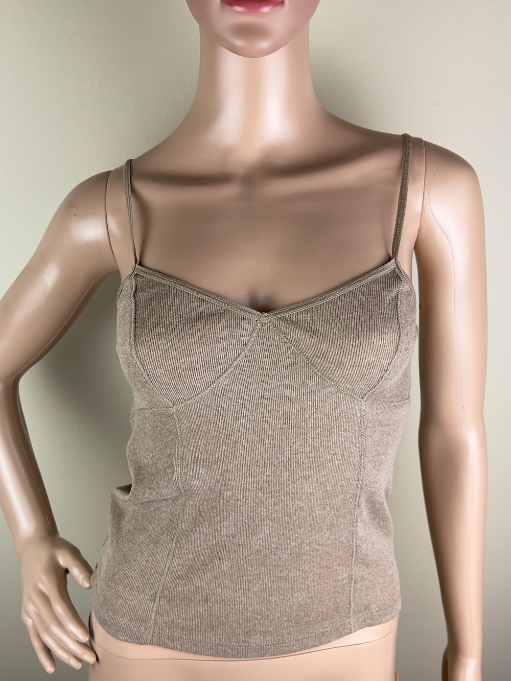 NEW ZARA BEIGE COTTON BLEND TANK TOP - Picture 2 of 7